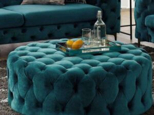 Chesterfield Round Button Pouffe Ottoman Coffee Table