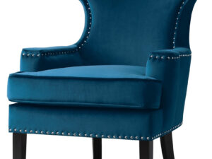 Lapis Velvet Accent Chair with Nailheads