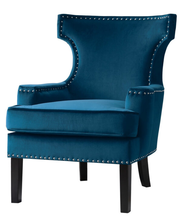 Lapis Velvet Accent Chair with Nailheads