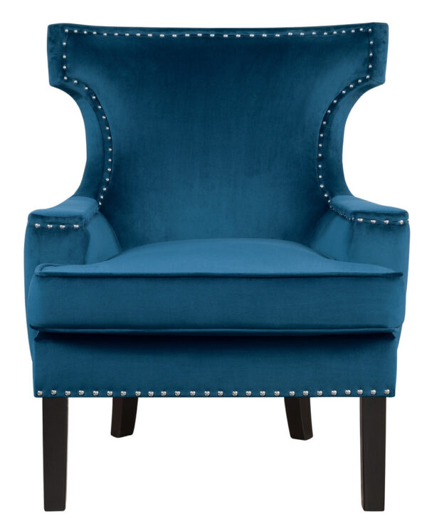 Lapis Velvet Accent Chair with Nailheads - Image 2