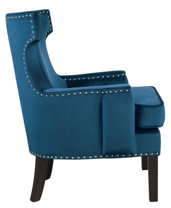 Lapis Velvet Accent Chair with Nailheads - Image 3